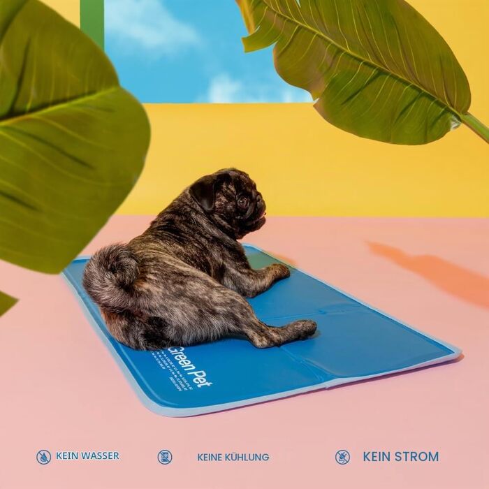 Охолоджувальний килимок для собак TheGreenPetShop, самоохолоджуюча гель-підстилка для домашніх тварин від спеки, розмір 76x51x1 см, колір зелений