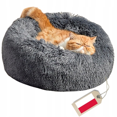 М'яке плюшеве ліжко для собак, сіре, 65 x 65 см