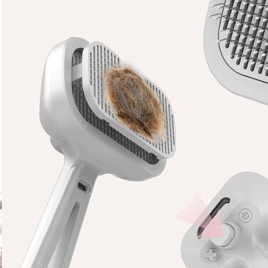 Гребінець для вичісування шерсті собак та котів з парою, антистатичний, рожевий