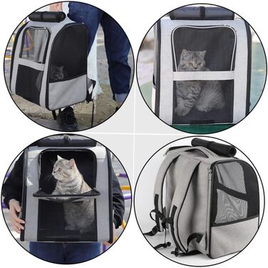 Транспортна сумка для домашніх тварин SHINEOFI з великим об'ємом, дихаюча, рюкзак для котів з практичними кишенями, зручний для подорожей