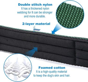 Тактичне обгортання для собак TSPRO, міцне обгортання з металевою застібкою, 3,8 см, регульоване та товсте для собак середніх та великих порід (зелене M), розмір M-H (регульоване 40-48 см), зелене