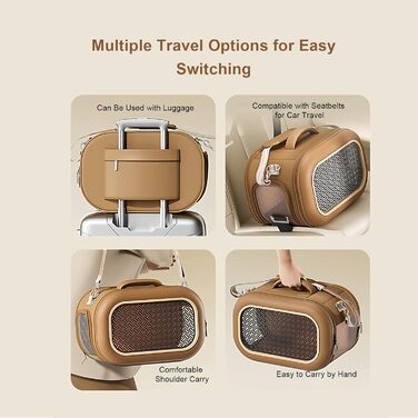 Транспортна переноска для котів та собак Asixxsix - для маленьких та середніх тварин до 7 кг, з PU-шкіри та Оксфорду, складна та водонепроникна