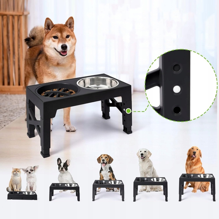 Подвійна підвищена миска для собак та котів, миска для корму