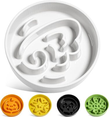 Миска для собак LE TAUCI для повільного годування, кераміка, 675 мл, для маленьких та середніх порід, протиковзаюча, білий колір