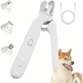 2-в-1 LED-ріжучий інструмент для догляду за кігтями для безпечного догляду за кігтями без страху, ножиці для собак зі світлом, захист безпеки, тиха робота, гострі, для середніх і маленьких собак і котів (білий)