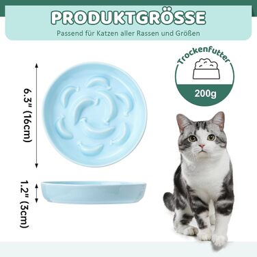 Набір мисок для котів Anti Schling Napf: 2 шт. з кераміки, для повільного годування, білі та блакитні