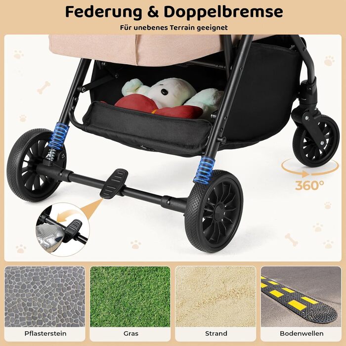 Візок для собак та котів MAMIZO, складаний, до 20 кг, рожевий