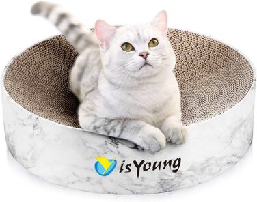 isYoung Когтеточка для котів, картонна кругла когтеточка для кімнатних котів, килимок для дряпання для малих і середніх котів