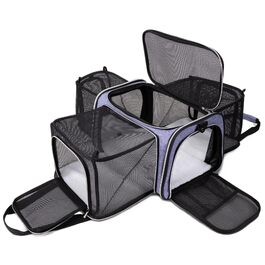 Сумка-переноска для котів та собак BAGLHER (фіолетова L 44x30x29 см) - для авіаперевезень, розширювана, м'яка, з флісовою підкладкою