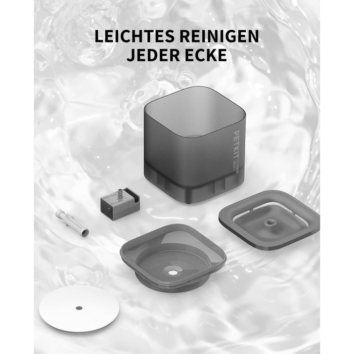 Фонтан-поїлка для котів та собак PETKIT CYBERTAIL, 1.85л, безшумний (25дБ) з LED-підсвіткою та бездротовим насосом, темно-сірий