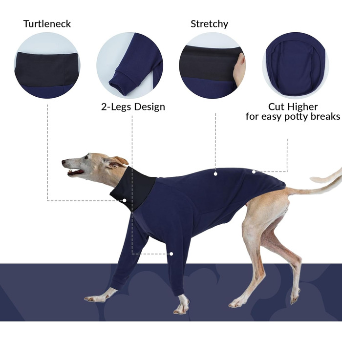 Теплий плед для породистих собак: Віппет, Грейхаунд, інші породи. Плед-піжама, темно-синій, розмір S