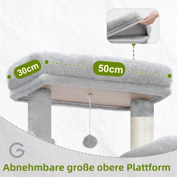 Великий котячий будиночок Kratzbaum GCT031W 200 см сірий: кігтеточка, платформа, гамак, печери для котів