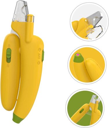 Безпечний тример для кігтів собак та котів BESPORTBLE з LED-підсвічуванням (14x5x2 см, жовтий)