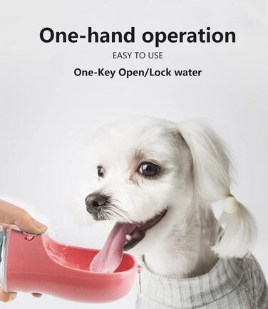 Водяна пляшка для собак Kalimdor, витокозахисна, портативна, 340 мл, рожева