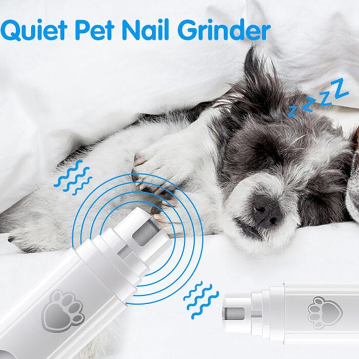 Безшумний шліфувальник для собак 2024, акумуляторний, 2 швидкості, 3 насадки, USB-зарядка, догляд за шерстю, зелений