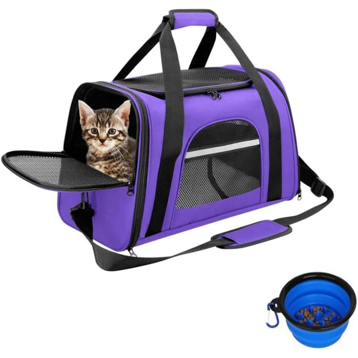 Транспортна сумка для котів та собак SHJOEE, розширювана, складана переноска для тварин, 43x28x25 см, фіолетовий колір