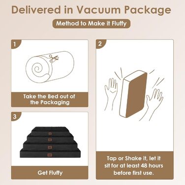 Ортопедичне ліжко для собак середніх порід EHEYCIGA, 89x58x9 см, чорне, з м'яким вкладишем, для переноски