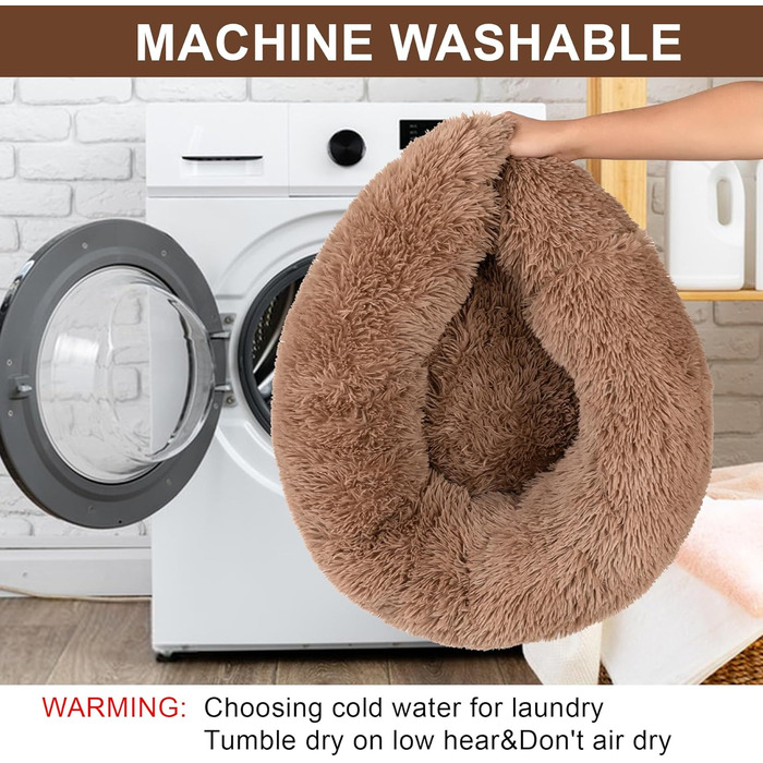 М'яке ліжко для собак, затишне, антистрес, машинного прання, для маленьких собак, миле, пухнасте, 40 см, до 7 кг, зручне (Хакі)
