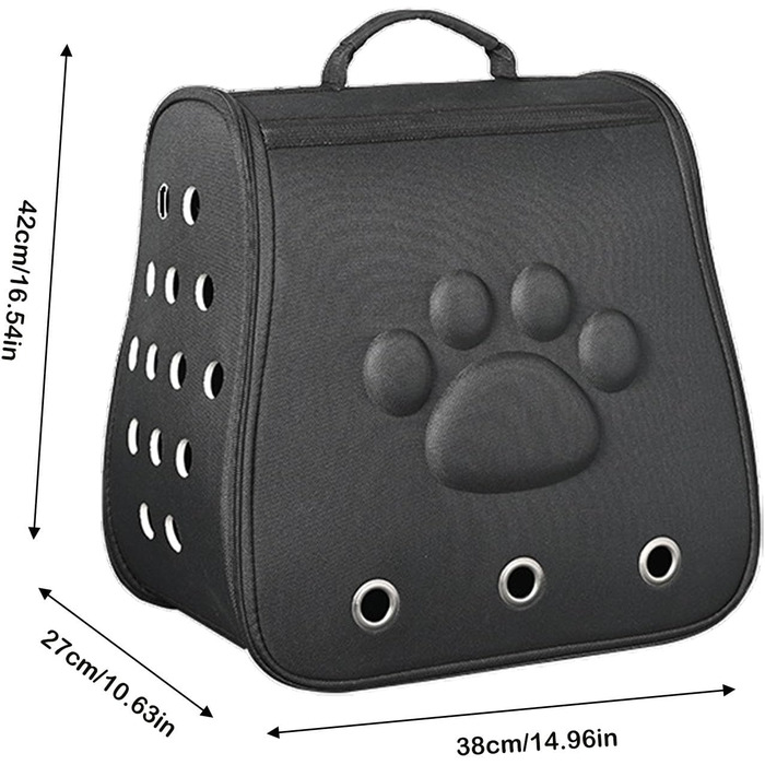 Переноска для котів та собак, чорна - легка, дихаюча, для маленьких та середніх порід