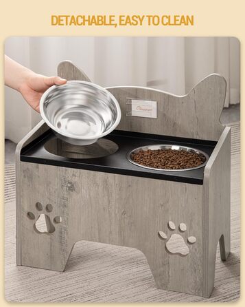 Підвищені годівниці для собак Hzuaneri з нержавіючої сталі, набір з 2 шт., антивитікаючі, для великих та середніх собак, Greige PB07105B