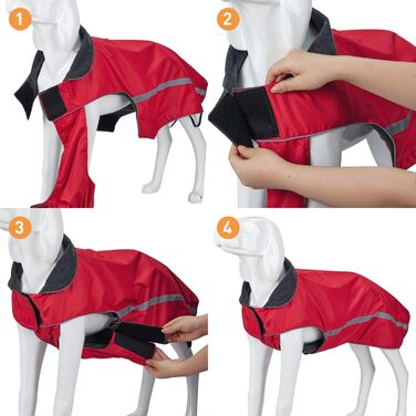 Водонепроникний собачий дощовик/куртка з отвором для коміра, на липучках, з флісовою підкладкою, світловідбиваючий зимовий дощовик для середніх та великих собак, 4XL (4XL (1 шт), Червоний)