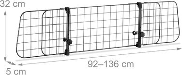 Сітка для собак у машину Relaxdays, перегородка, регульована ширина, чорна, 32 x 92-136 см