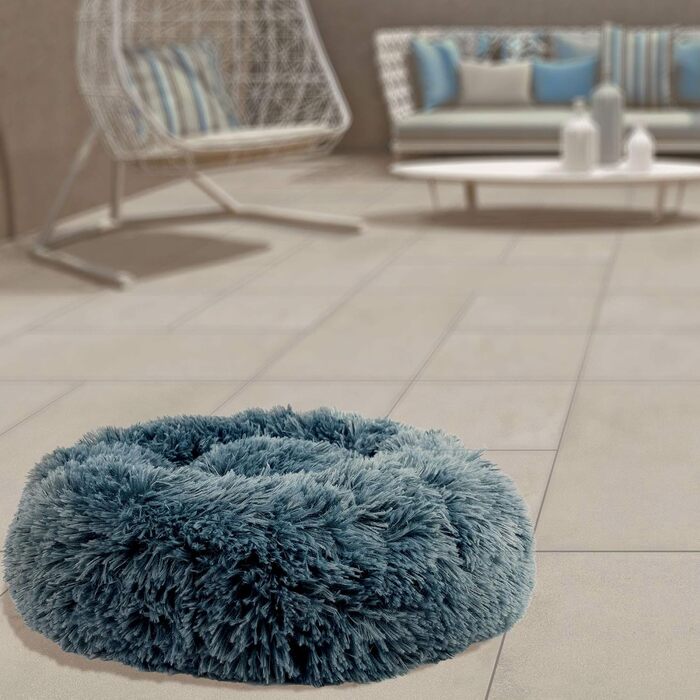 Кругле ліжко для собак та котів Donut, м'яке, пухнасте, темно-сіре, різні розміри та кольори