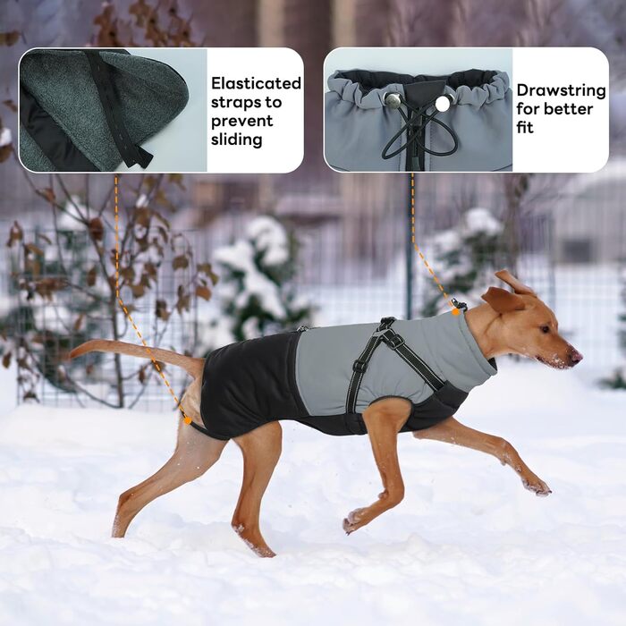 Водонепроникний зимовий теплий одяг для собак маленьких порід, чорний, розмір M