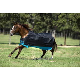Зимова водонепроникна кінська попона Horseware Amigo Mio, середня товщина, чорна з бірюзовим, розмір 3'9