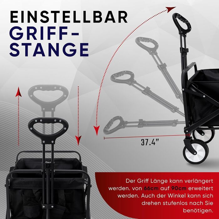 Складаний вагон-тележка з великою місткістю, стабільний та портативний. Ідеально для спорту, покупок та кемпінгу