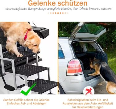 Східці для собак у машину, 6 ступенів, 70 кг, складані, для великих собак та літніх тварин, алюмінієва рамка - для вантажівок та SUV