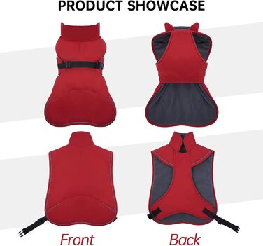 Зимовий теплий куртка для собак - для такс, водонепроникний, з захистом живота та отвором для повідка - червоний