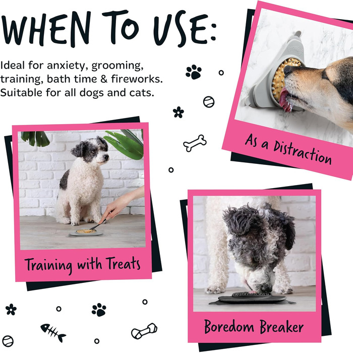 Licky Mats від Bugalugs для собак та котів: килимок для годування, зменшує стрес, 2 шт. + шпатель + щітка