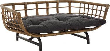 Корзина для собак/кішок Retro з ротангу XL (Сірий, Натуральний) з подушкою