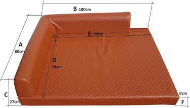 Ортопедичне собаче ліжко Natalia Spzoo Eckbett з кутом, м'яка лежанка для собак, коричнева, розмір M (100 x 80 см)