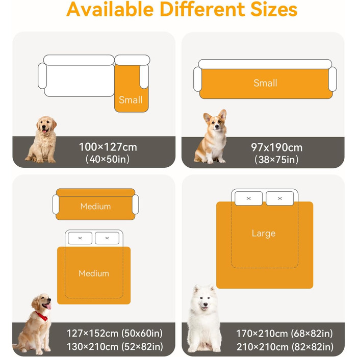 Водонепроникний килимок для собак, антиковзкий та пральний, ковдра для собак та котів, захисна ковдра від шерсті та подряпин для дивану, ліжка, автокрісла (Сірий, 127x152 см)