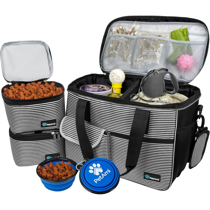 Сумка-органайзер для собак PetAmi: дорожня сумка для корму та аксесуарів, ідеальна для кемпінгу та подорожей з домашніми тваринами (середня)