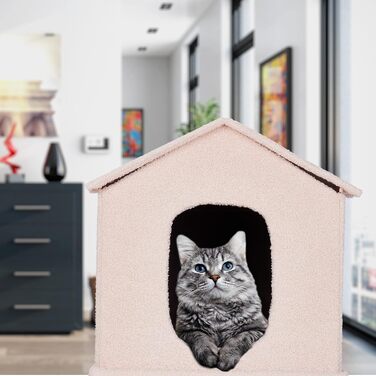 Складний будинок для котів Relaxdays, 2 рівня, 86x75x44 см, з кошиком для зберігання, бежевий