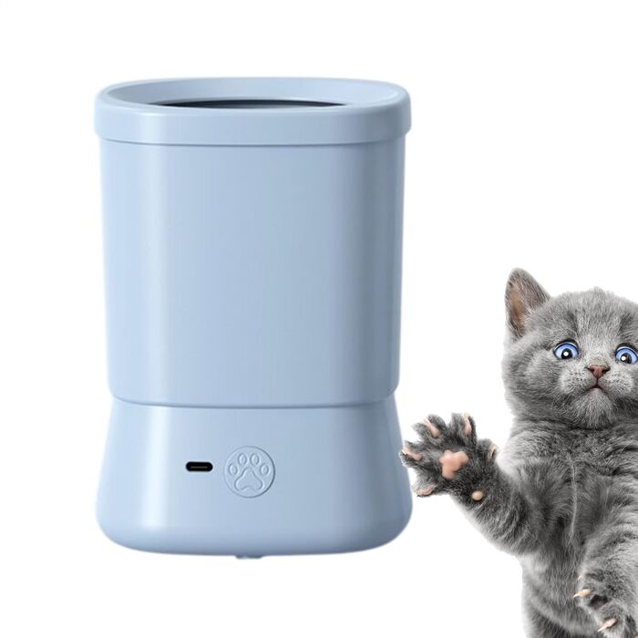 Очищувач лап для собак: чаша для миття лап з 2 швидкостями, захист від бризок, для дому, подорожей, прогулянок