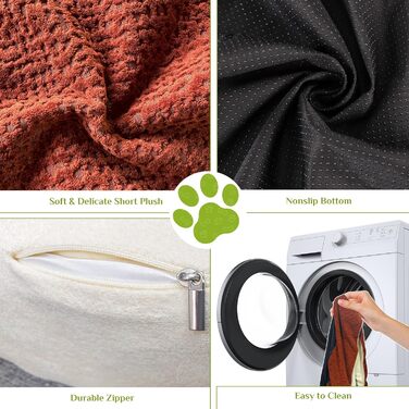 Ортопедичне собаче ліжко XXL з подушкою – комфортне собаче ліжко-софа з піною з пам'яті, знімний та пральний чохол – для великих собак, міцне та затишне, помаранчеве