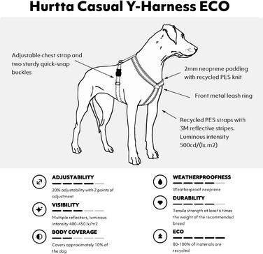 Hurtta Casual Y-шлейка ECO для собак, комфортна, екологічна, рубін, 45-55 см