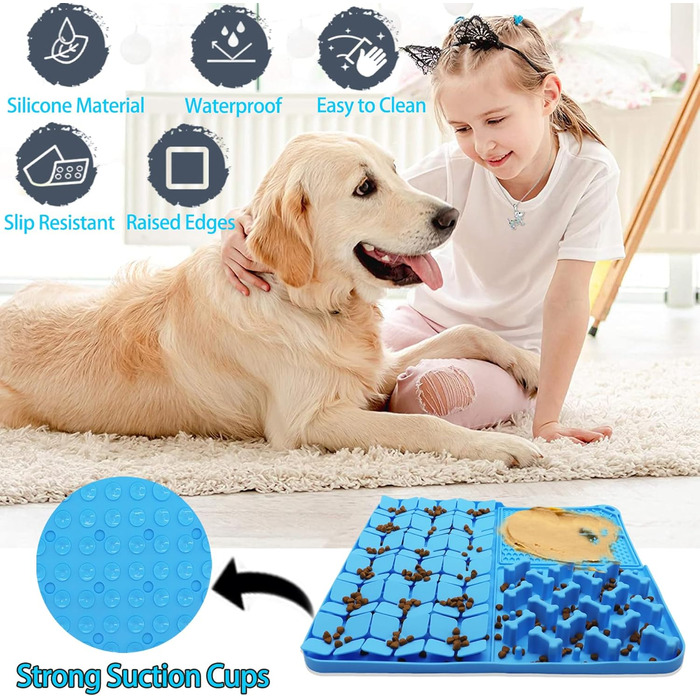 Килимок для собак з силікону, повільне годування, килимок-іграшка з присосками, 40x40 см, фіолетовий
