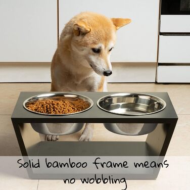 Підставка для корму для собак Pawfect Pets, 17.8 см, для середніх собак, 4 миски з нержавіючої сталі (чорна)