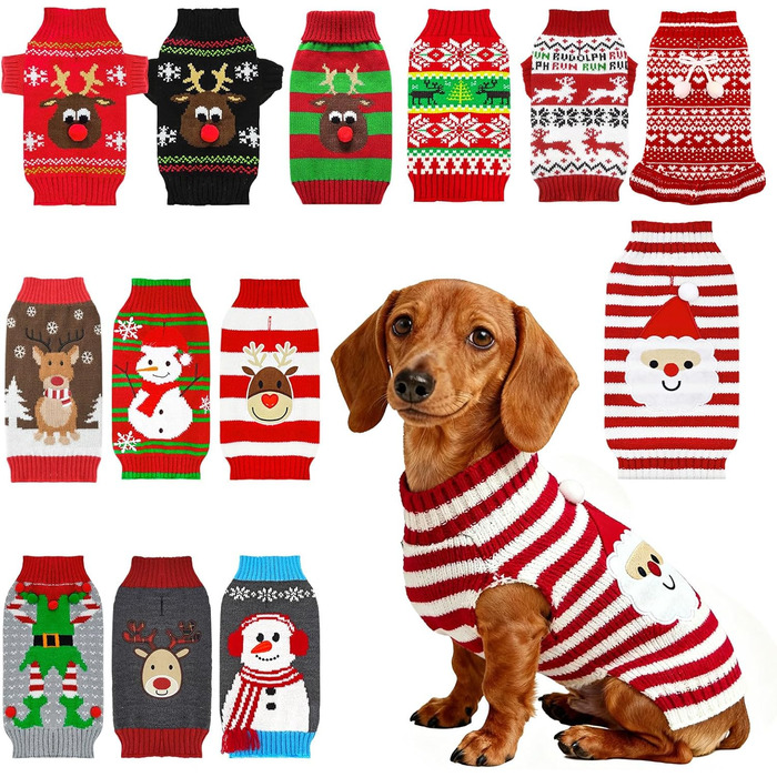 Пуловер для собак у стилі вінтаж, теплий пуловер для такс та інших порід, ідеальний для святкування Різдва, Хелловіну та Нового року. Нарядний пуловер середнього розміру (M), червоно-білий сніговик