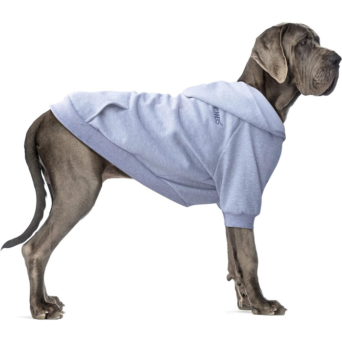 Теплий пуловер для собак XL-4XL, з блискавкою, сірий, для великих порід (Лабрадор, Бордер Коллі)