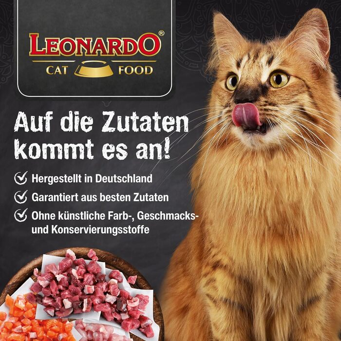 Корм для літніх котів LEONARDO Senior з свіжим м'ясом птиці, з насінням чіа, повнораціонний, 1.8 кг