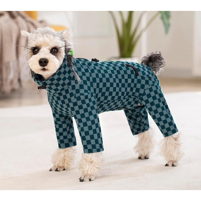 Теплий флісовий зимовий одяг для собак - теплий піжамний комбінезон з коміром для собак маленьких та середніх порід, блакитний (L)