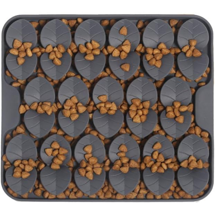 Килимок для собак VOOWO, силіконовий килимок-головоломка для собак, миска для повільного годування, килимок для годування собак, килимок-головоломка для маленьких, середніх та великих собак (сірий, маленький)