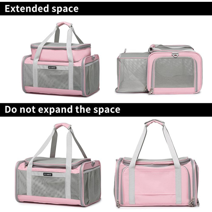 Трансформер для перевезення котів та маленьких собак, схвалений авіакомпаніями, рожевий, розкладний