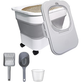 Складаний контейнер для корму для собак та котів, 8 кг, з колесами, сірий